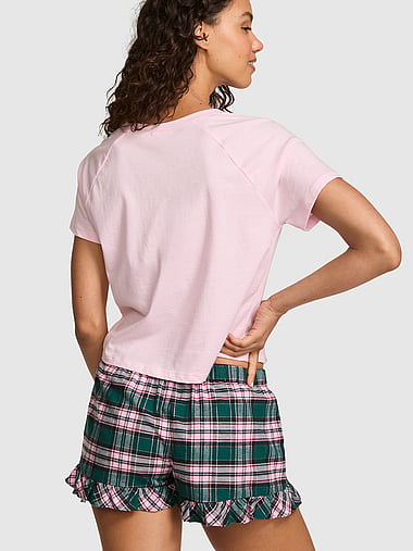 PINK - Favorite Flannel Ruffle Pajama Shorts in Flannel, image 2
