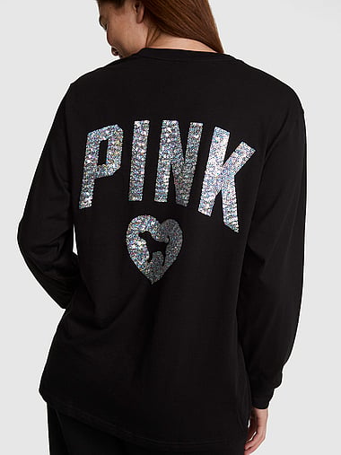 PINK - Campus Cotton™ Long-Sleeve Tee, image 2