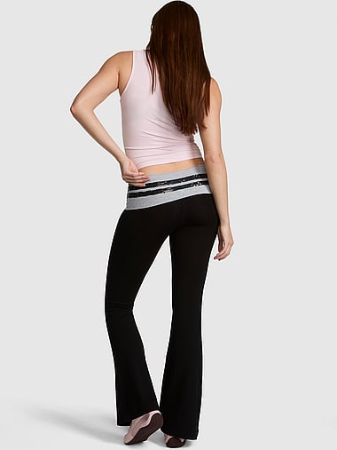 PINK - All-Day Cotton™ Foldover Flare Leggings, image 2