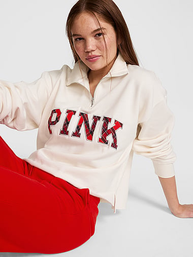 PINK - Campus Fleece™ Quarter-Zip Straight-Cut Sweatshirt, image 1