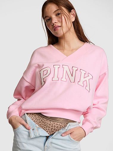 PINK - Campus Fleece™ V-Neck Sweatshirt, image 1