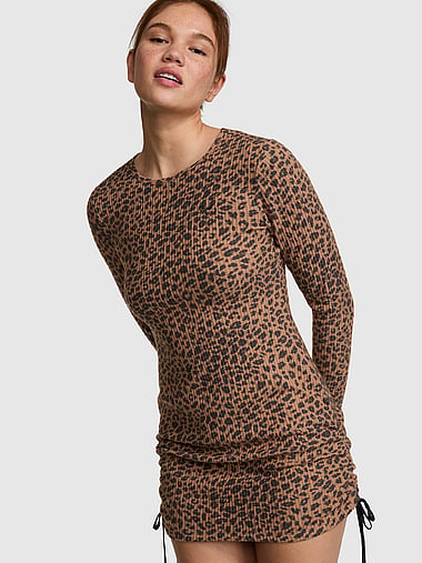 PINK - Waﬄe Knit Dress, image 1