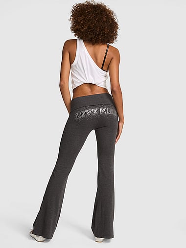 PINK - All-Day Cotton™ Foldover Flare Leggings, image 1
