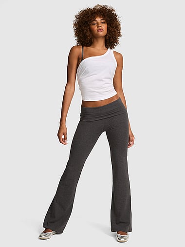 PINK - All-Day Cotton™ Foldover Flare Leggings, image 2