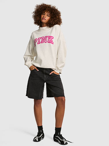 PINK - Campus Fleece™ Oversized Mock-Neck Sweatshirt, image 1