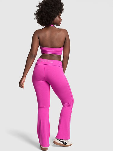 PINK - All-Day Cotton™ Foldover Flare Leggings, image 1