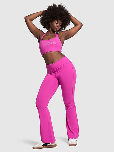 PINK - All-Day Cotton™ Foldover Flare Leggings, image 2
