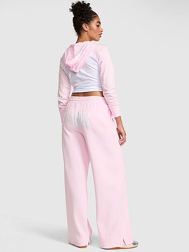 PINK - Campus Fleece™ Wide-Leg Split-Hem Sweatpants, image 1