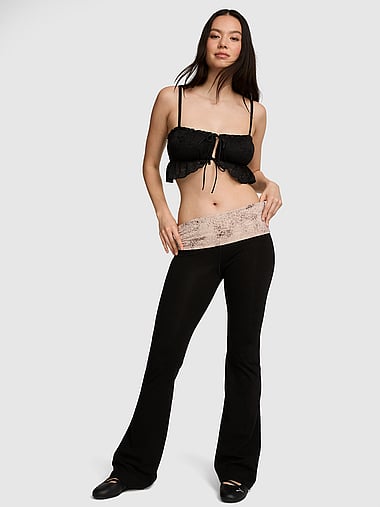 PINK - All-Day Cotton™ Foldover Flare Leggings, image 1