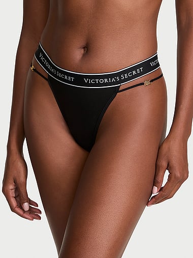Cotton - Logo Cotton Strappy Thong Panty, image 1