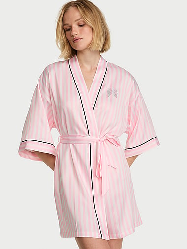 Victoria's Secret - Signature Satin Short Piped Robe, image 2