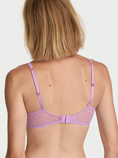 The Lacie - Dot Geo Lace Unlined Balconette Bra in Mesh, image 2