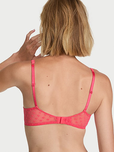 The Lacie - Dot Geo Lace Unlined Balconette Bra in Mesh, image 2