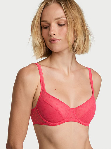 The Lacie - Dot Geo Lace Unlined Balconette Bra in Mesh, image 1