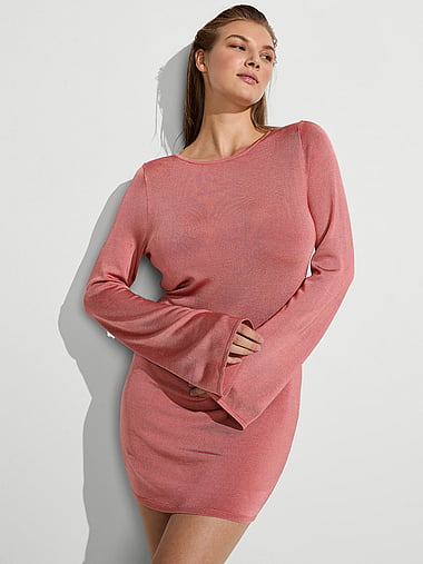 Victoria's Secret Swim - Beachwear Shine Knit Long-Sleeve Mini Dress, image 1