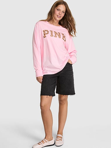 PINK - Campus Cotton™ Long-Sleeve Tee, image 1