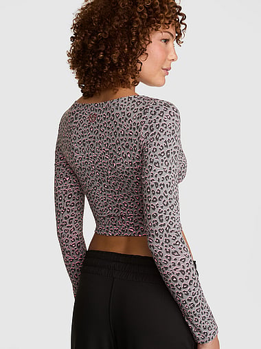 PINK - PINK Relay™ Long-Sleeve Cropped Wrap Top, image 2