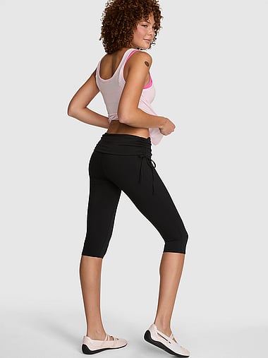 PINK - PINK Relay™ Side-Ruched Foldover Capri Legging, image 2