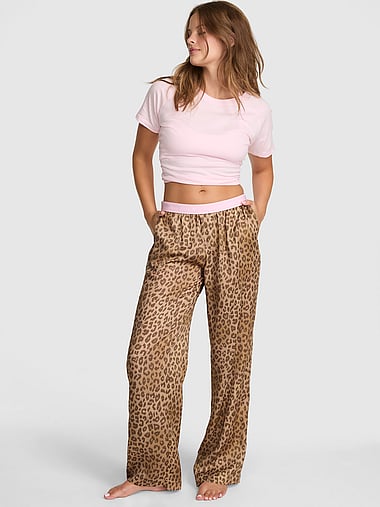 PINK - Silky Sleep Boxy Pajama Pants, image 2