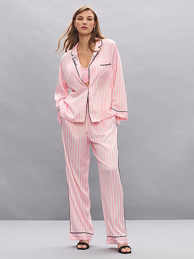 Signature Satin Long Pajama Set, image 2