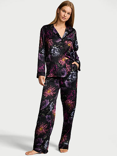 Signature Satin Long Pajama Set, image 1