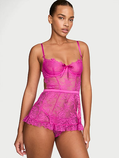 Victoria's Secret - Wicked Unlined Rose Lace Apron Set, image 1