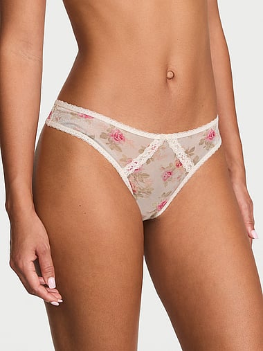 Dream Angels - Sheer Shimmer Lace-Trim Thong Panty, image 1