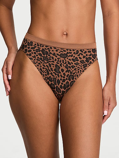 Seamless - Seamless Leopard Rib High-Leg Brief Panty, image 1