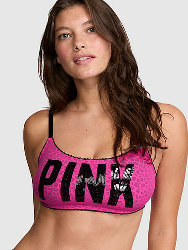 PINK - PINK Wink™ Unlined Scoop Bralette in Sequin Weeekend, image 1