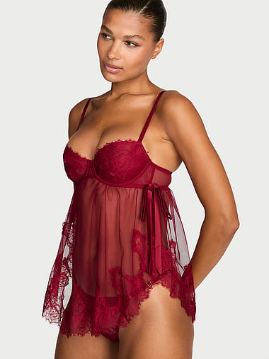 Very Sexy - Wicked Sheer Unlined Lace-Trim Babydoll Set, image 1