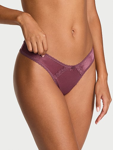 Dream Angels - Sheer Shimmer Lace-Trim Brazilian Panty, image 1