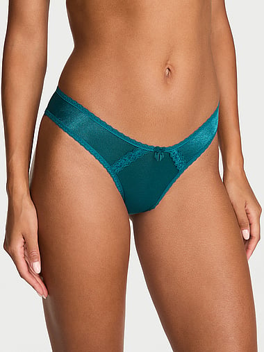 Dream Angels - Sheer Shimmer Lace-Trim Brazilian Panty, image 1