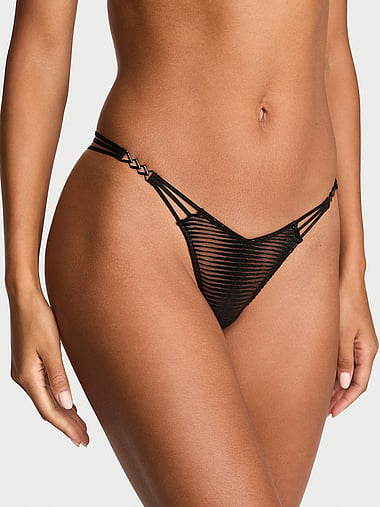 Трусы-стринги Wave, вышивка, в полоску — Victoria's Secret