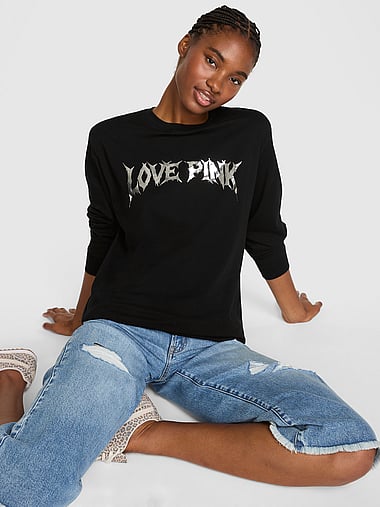 PINK - Campus Cotton™ Long-Sleeve Tee, image 1