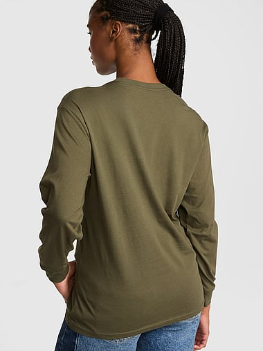 PINK - Campus Cotton™ Long-Sleeve Tee, image 2