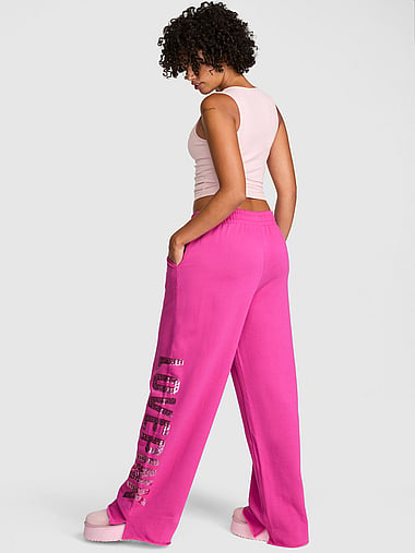 PINK - Campus Fleece™ Wide-Leg Split-Hem Sweatpants, image 2