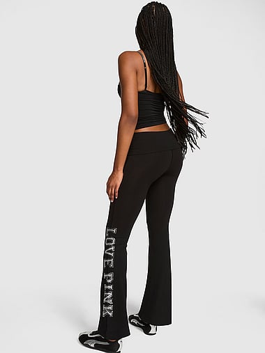 PINK - All-Day Cotton™ Foldover Flare Leggings, image 2