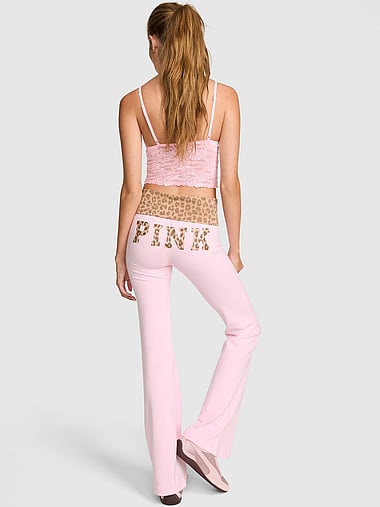 PINK - All-Day Cotton™ Foldover Flare Leggings, image 1