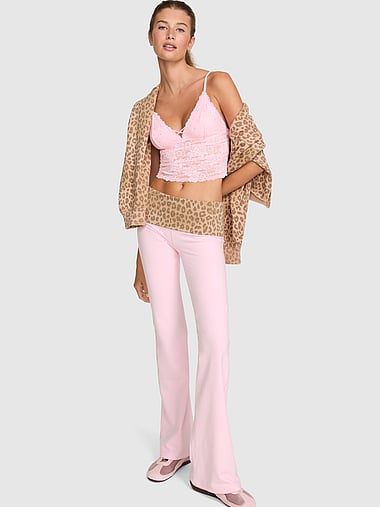 PINK - All-Day Cotton™ Foldover Flare Leggings, image 2