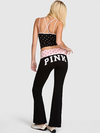 PINK - All-Day Cotton™ Foldover Flare Leggings, image 1