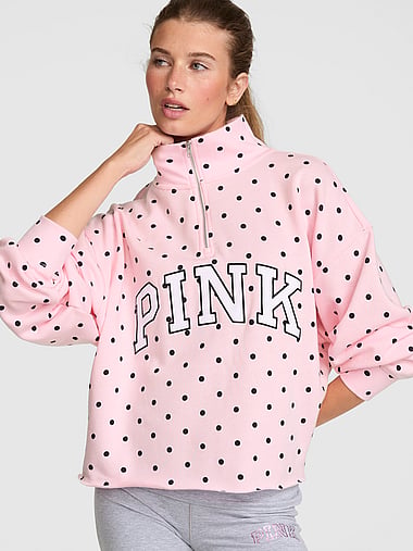 PINK - Campus Fleece™ Quarter-Zip Straight-Cut Sweatshirt, image 1