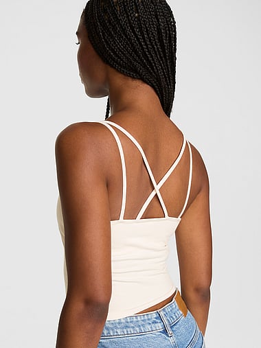 PINK - All-Day Cotton™ Strappy Tank Top, image 2