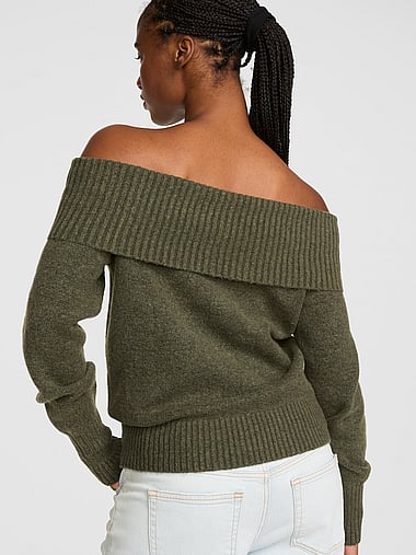 PINK - Comfy Girl Oﬀ-The-Shoulder Foldover Sweater, image 2
