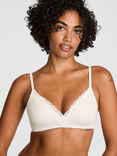 PINK - Wear Everywhere™ Lightly Lined Wireless Bra in Cotton Lace Trim, image 1