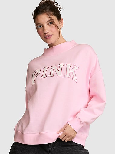 PINK - Campus Fleece™ Oversized Mock-Neck Sweatshirt, image 1