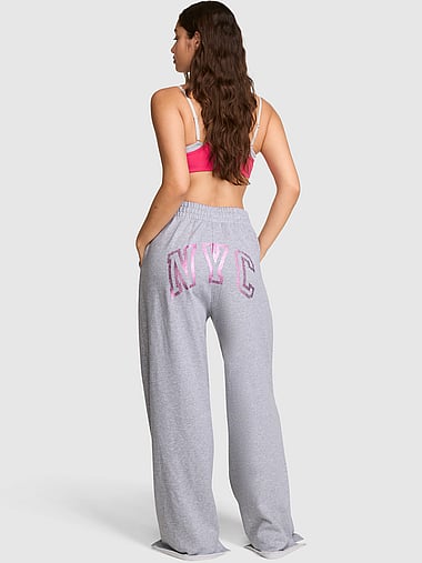 PINK - Campus Fleece™ Wide-Leg Split-Hem Sweatpants, image 2