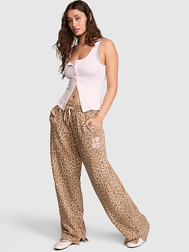 PINK - Campus Fleece™ Wide-Leg Split-Hem Sweatpants, image 1