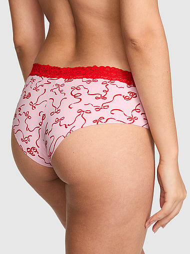 PINK - No-Show Cotton Cheeky Panty in  No Show Cotton Lace-Trim , image 2