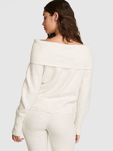 PINK - Comfy Girl Oﬀ-The-Shoulder Foldover Sweater, image 2