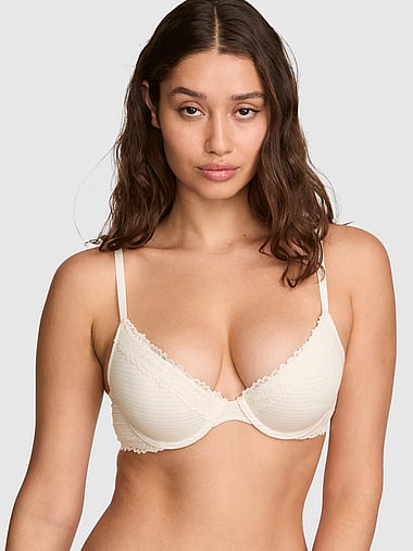 PINK - Wear Everywhere™ Push-Up Bra in Cotton Lace Trim, image 1